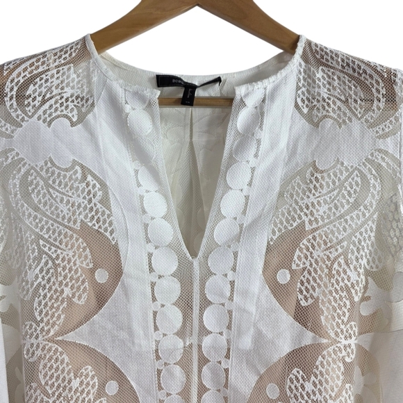 BCBGMAXAZRIA lace V neck Bell sleeves blouse - Picture 3 of 11